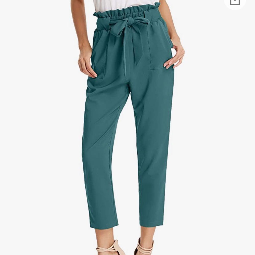 Cropped paper bag pants